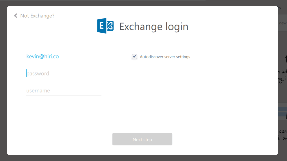 Microsoft Exchange Login – Hiri email client support